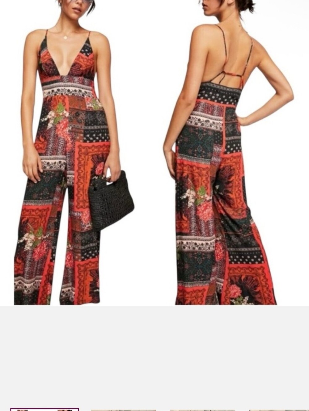 Free People Magarita Patchwork Wide-Leg Jumpsuit - Multi Size 0